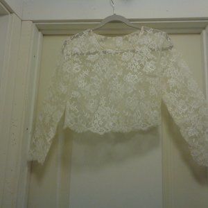 WEDDING WHITE PARTY BEADED LACEY OVER BLOUSE M